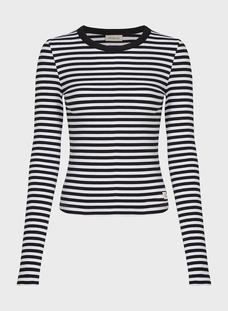 كالفن كلاين جينز Woven Label Rib Long Sleeve