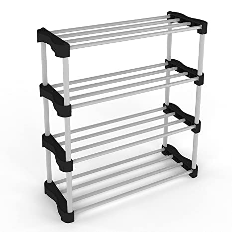 SIMSAN SIMSAN Premium Metal Stackable and Durable Easy to Assemble Space Saving Shoe Rack TL3 Black - Image 1
