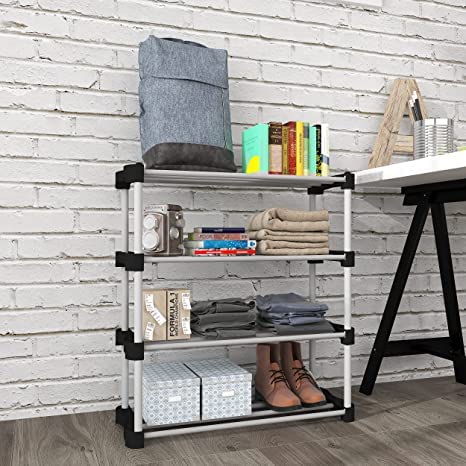 SIMSAN SIMSAN Premium Metal Stackable and Durable Easy to Assemble Space Saving Shoe Rack TL3 Black - Image 2