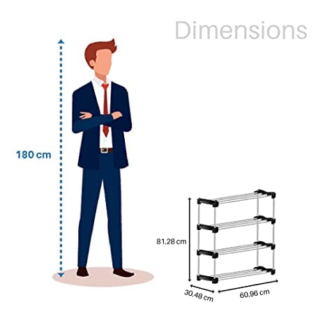 SIMSAN SIMSAN Premium Metal Stackable and Durable Easy to Assemble Space Saving Shoe Rack TL3 Black - Image 3