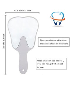 Y&D Small Surface Mirror with Handle Tooth-Shaped Handheld Cute Makeup Portable (White)  - Image 4