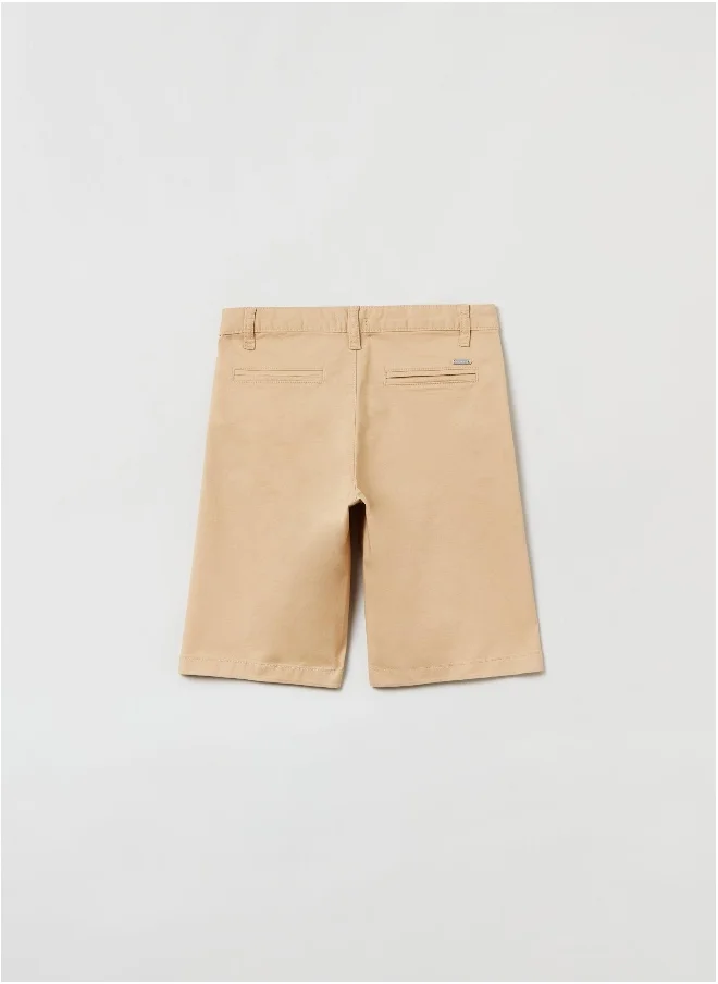 Ovs OVS Solid Colour Chino Bermuda Shorts In Twill