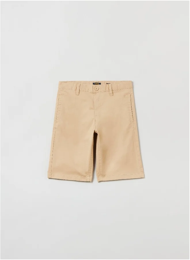Ovs OVS Solid Colour Chino Bermuda Shorts In Twill