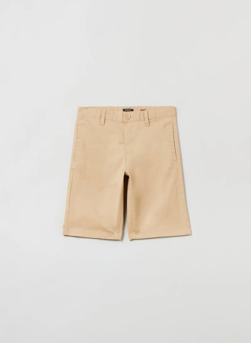 Ovs OVS Solid Colour Chino Bermuda Shorts In Twill