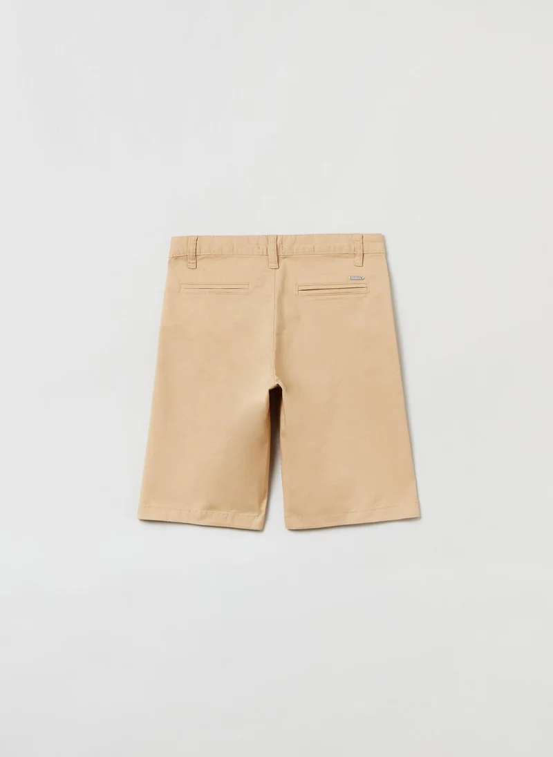 Ovs OVS Solid Colour Chino Bermuda Shorts In Twill