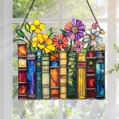 Jesuspirit - Window Hanging Suncatcher – Crystal Clear Acrylic & Wood Sun Catcher for Home Decor, for Women (Vintage Flower Book, 6 Inches) - Image 2