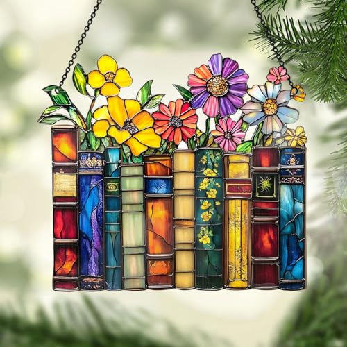 Jesuspirit - Window Hanging Suncatcher – Crystal Clear Acrylic & Wood Sun Catcher for Home Decor, for Women (Vintage Flower Book, 6 Inches) - Image 3