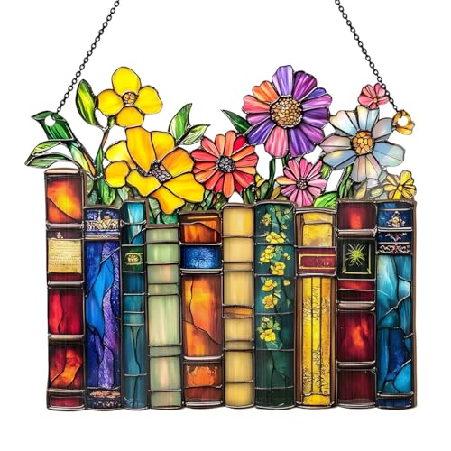 Jesuspirit - Window Hanging Suncatcher – Crystal Clear Acrylic & Wood Sun Catcher for Home Decor, for Women (Vintage Flower Book, 6 Inches) - Image 1