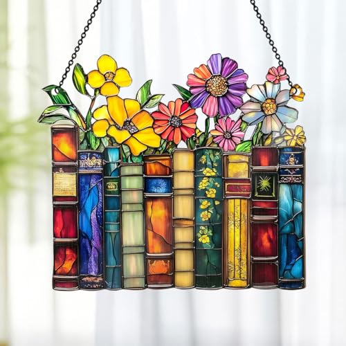 Jesuspirit - Window Hanging Suncatcher – Crystal Clear Acrylic & Wood Sun Catcher for Home Decor, for Women (Vintage Flower Book, 6 Inches) - Image 4