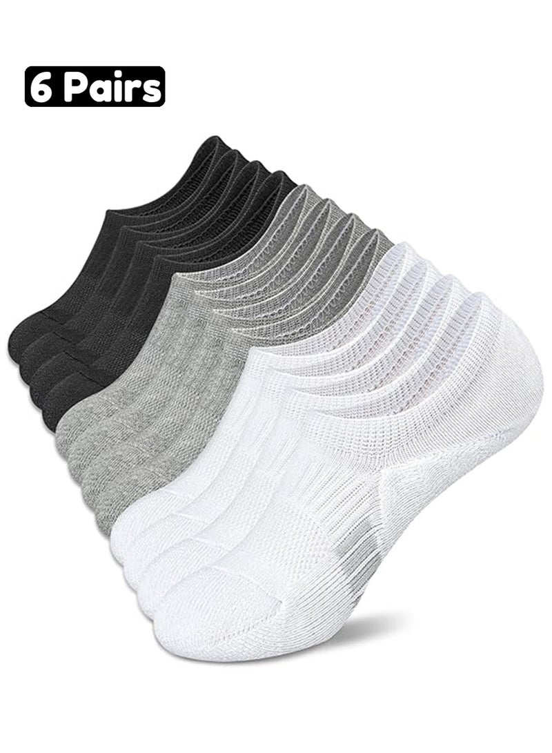 JoyousSto 6 Pairs Womens Cushioned Athletic No Show Ankle Socks with Tab, Low Cut Running Footies - Image 1