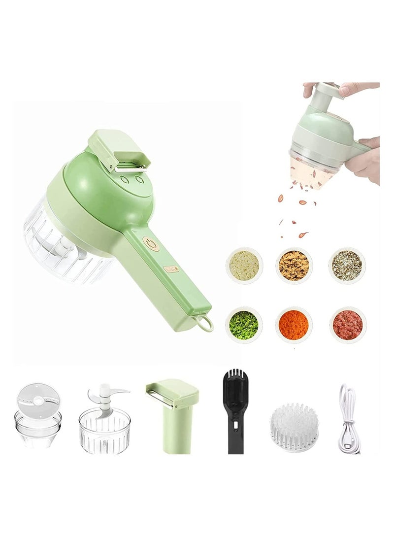 ELTRAZONE 4 In 1 Handheld Electric Vegetable Cutter Set, Portable Mini Wireless Food Processor With Brush, Processor, Garlic Chopper for Pepper Chili Onion Celery Ginger Meat - Image 1