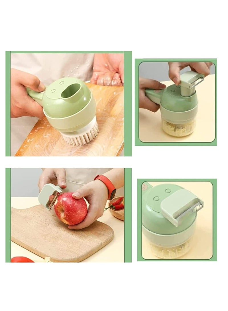 ELTRAZONE 4 In 1 Handheld Electric Vegetable Cutter Set, Portable Mini Wireless Food Processor With Brush, Processor, Garlic Chopper for Pepper Chili Onion Celery Ginger Meat - Image 4