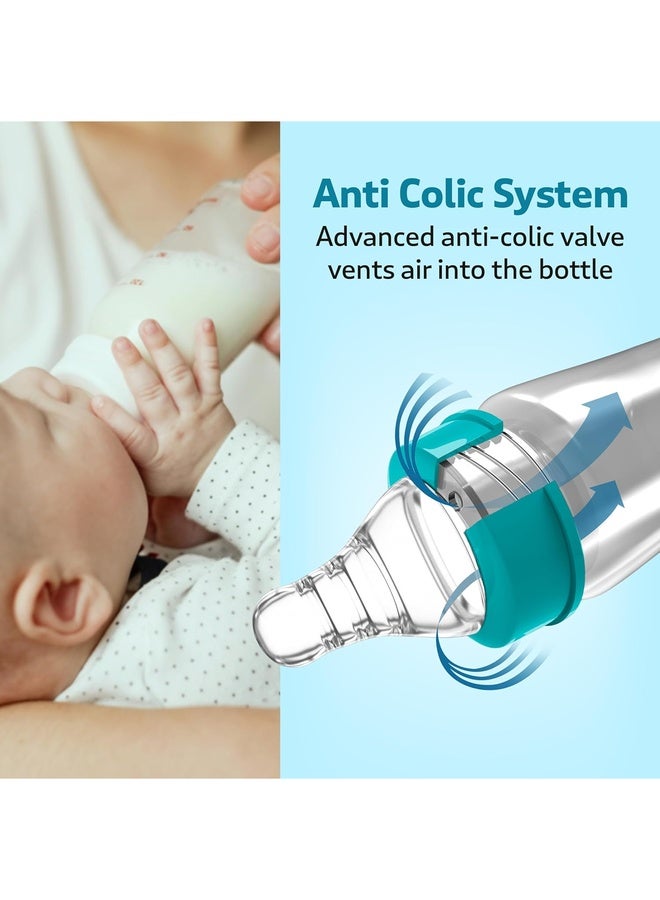 Luvlap Anti-Colic Slim/Regular Neck Essential Baby Plastic Feeding Bottle, 250Ml, New Born/Infants/Toddler Upto 3m+, Wild Flowers, BPA Free,Green - Image 4