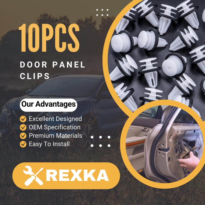 Rexka 10pcs Door Trim Panel Retainer Clip for Ford W713297-S300 C-Max Edge Escape Explorer F-150 Mustang Focus Flex Fusion Taurus Lincoln MKC MKX MKZ - Image 2