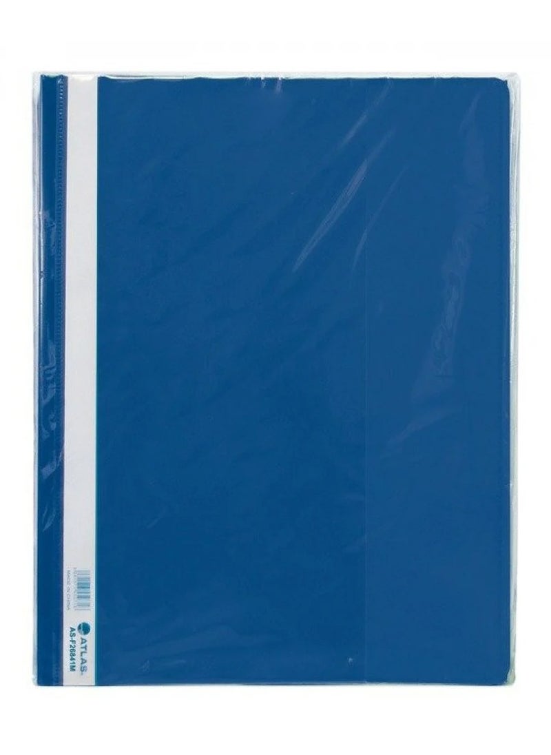 ATLAS 12-Piece Flat Clear View Folder File Dark Blue 
