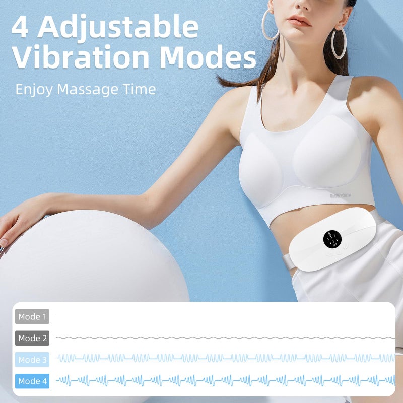 kissleaf Protable Heating Pad for Period Cramps,Cordless Menstrual Heating Pad with 3 Heat Levels and 3 Vibration Massage Modes, for Period Pain,Best Gifts for Her, Women and Girl (White) - Image 4