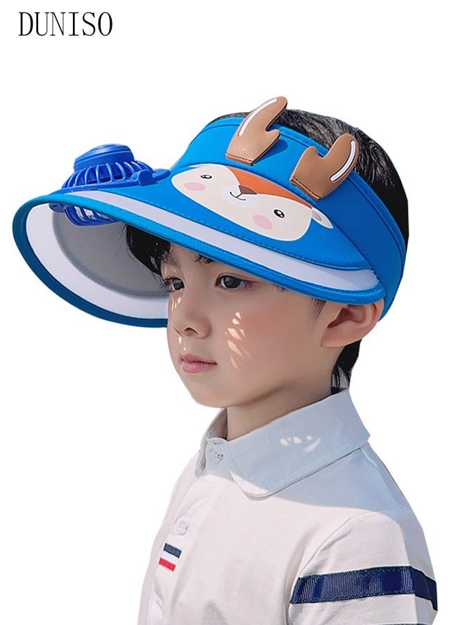 DUNISO Sun Visors Hat with Fan, Rechargeable Hat with Fan Built in, Fan Hats with 3 Gear Wind Speed,Adjustable Elastic Buckle for Kids - Image 4