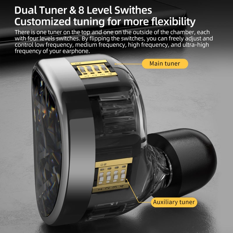 KZ AS24 in-Ear Monitor Headphone 24BA Drivers High-Performance IEM Earphones with 8 Tuning Switches, Noise Isolation Wired Earbuds for Musicians (Tuning Version,Black,no mic) - Image 3