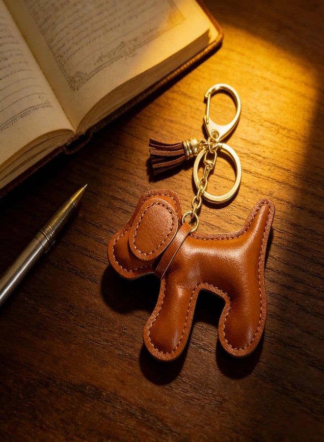 QTMY Cute Leather Puppy Keychain Keyring for Women,Purse Bag Charms for Handbags Backpack,569 (Brown) - Image 5