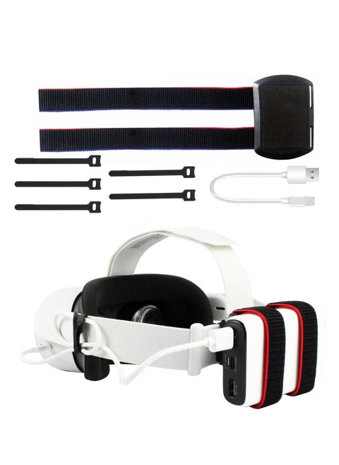 VR battery strap for Meta Quest 3, external mobile connection strap for Meta Quest 3, VR headset charging cable and power bank, strap attachment kit, clip kit, stand