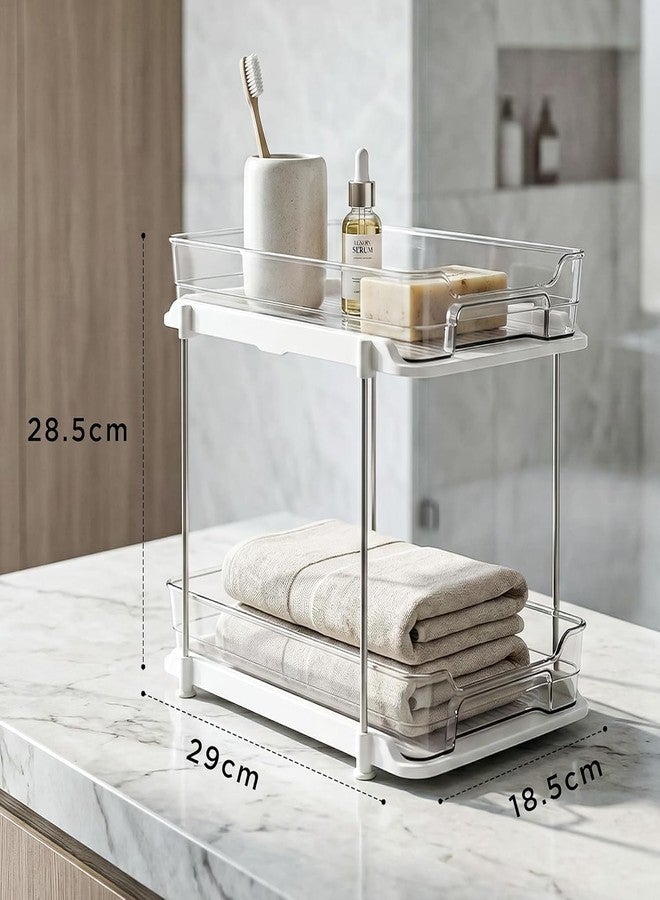 Kitwe 2 Tier Under Sink Organiser Clear Bathroom Cabinets Vanity Countertop Storage Container Medicine Cabinet Pull-Out Organization with Track for Pantry Kitchen - Image 4