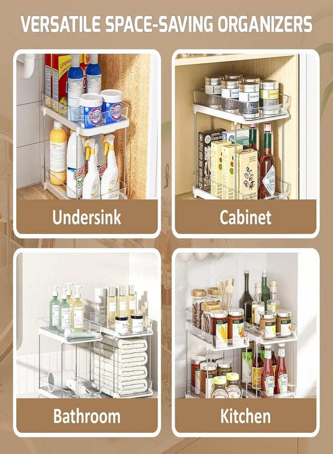 Kitwe 2 Tier Under Sink Organiser Clear Bathroom Cabinets Vanity Countertop Storage Container Medicine Cabinet Pull-Out Organization with Track for Pantry Kitchen - Image 2