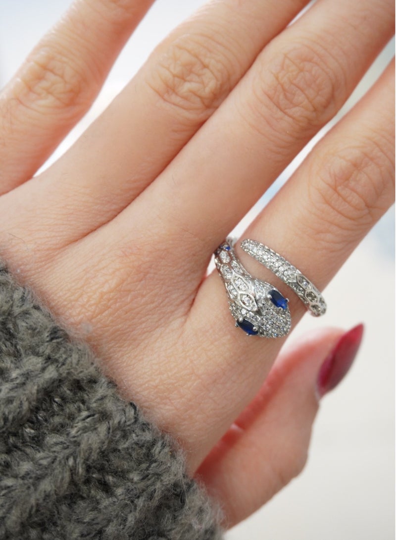 European and American fashionable women's pavé zircon snake-shaped ring - Image 1