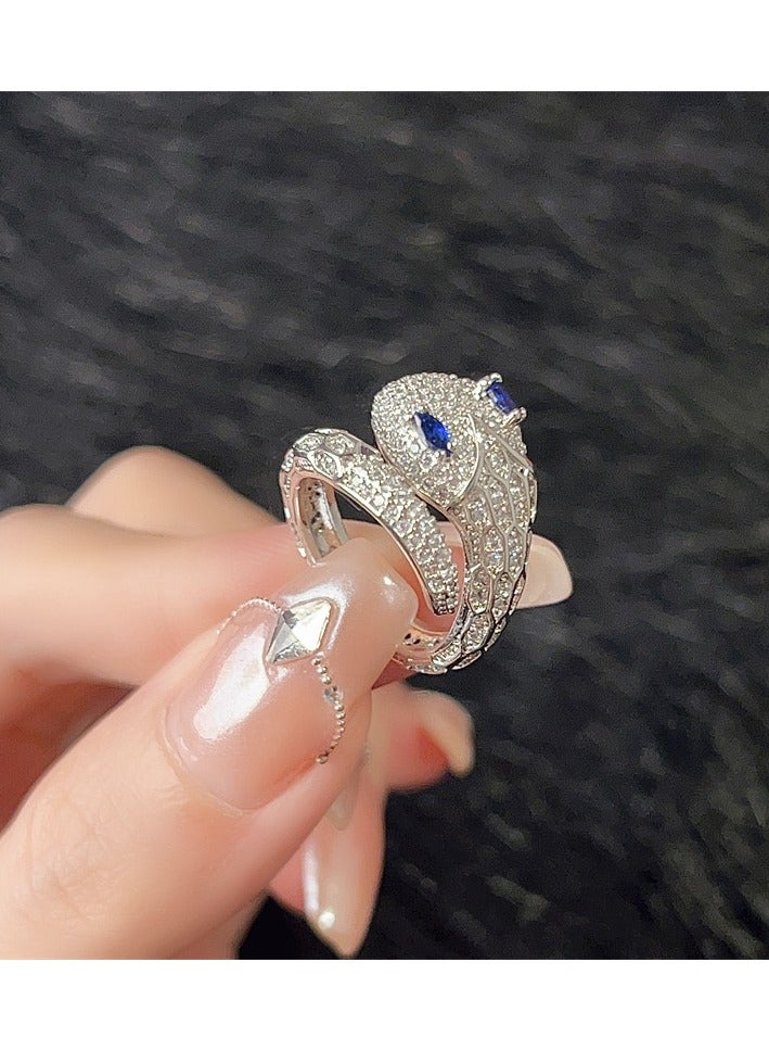 European and American fashionable women's pavé zircon snake-shaped ring - Image 2