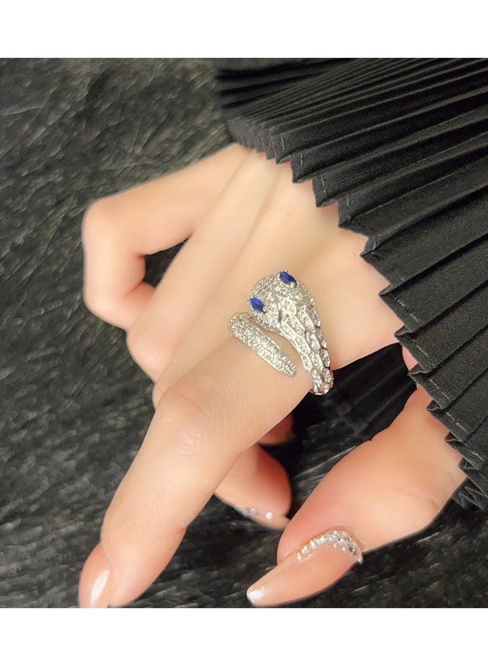 European and American fashionable women's pavé zircon snake-shaped ring - Image 4