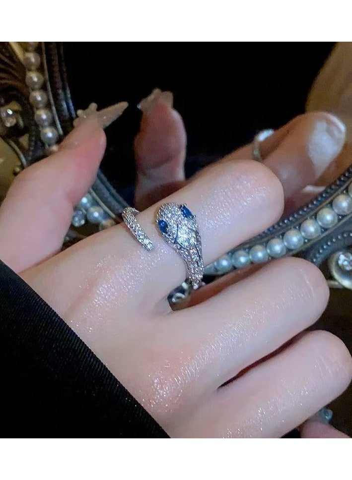 European and American fashionable women's pavé zircon snake-shaped ring - Image 5