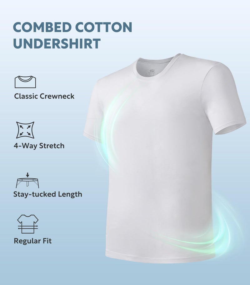 DAVID ARCHY Men's Undershirts Combed Cotton T-Shirt Soft Moisture-Wicking T-Shirts Crew Neck Tees 3 Pack (M, White) - Image 4