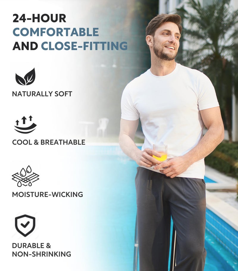 DAVID ARCHY Men's Undershirts Combed Cotton T-Shirt Soft Moisture-Wicking T-Shirts Crew Neck Tees 3 Pack (M, White) - Image 3