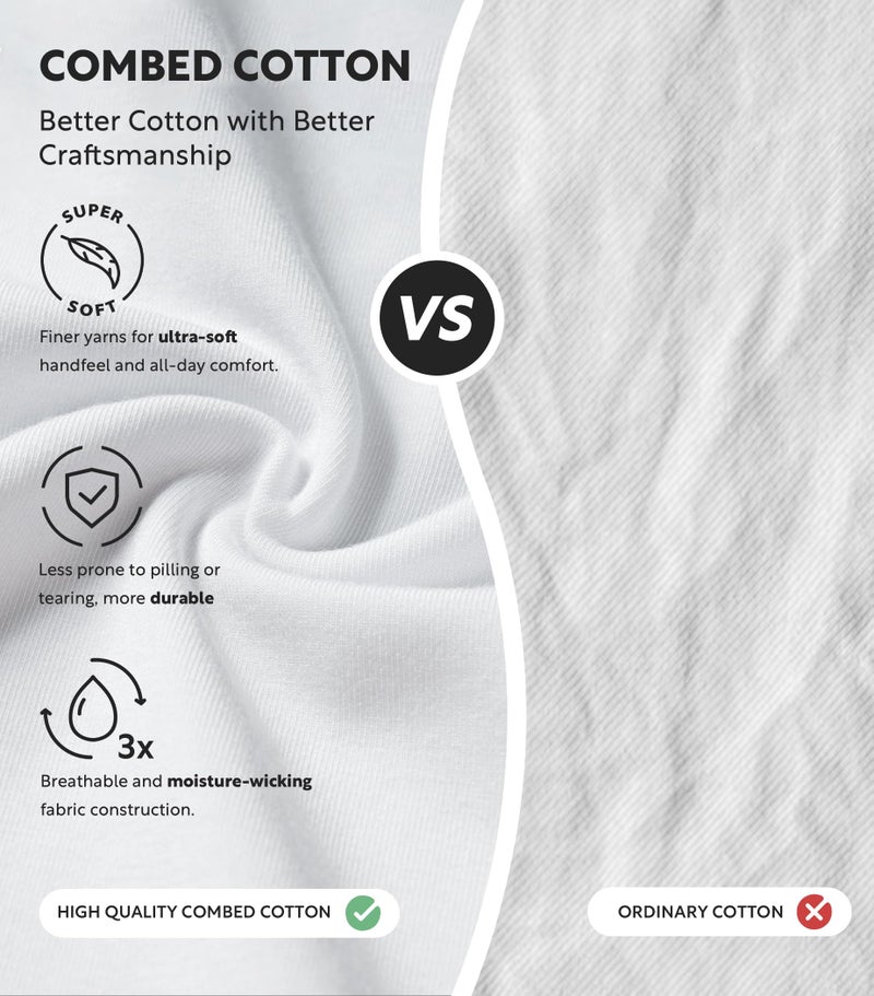 DAVID ARCHY Men's Undershirts Combed Cotton T-Shirt Soft Moisture-Wicking T-Shirts Crew Neck Tees 3 Pack (M, White) - Image 2