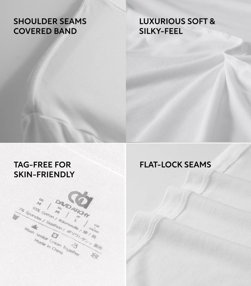 DAVID ARCHY Men's Undershirts Combed Cotton T-Shirt Soft Moisture-Wicking T-Shirts Crew Neck Tees 3 Pack (M, White) - Image 5