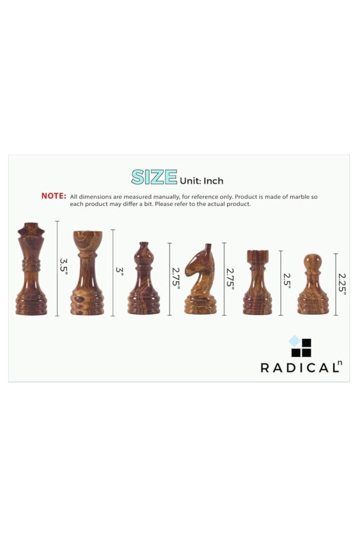 RADICALn Marble Chess Figures 3.5'' Inches Red and Coral Handmade Chess Set Figures for Travel Chess Set Chess Board Game for Family - Image 5