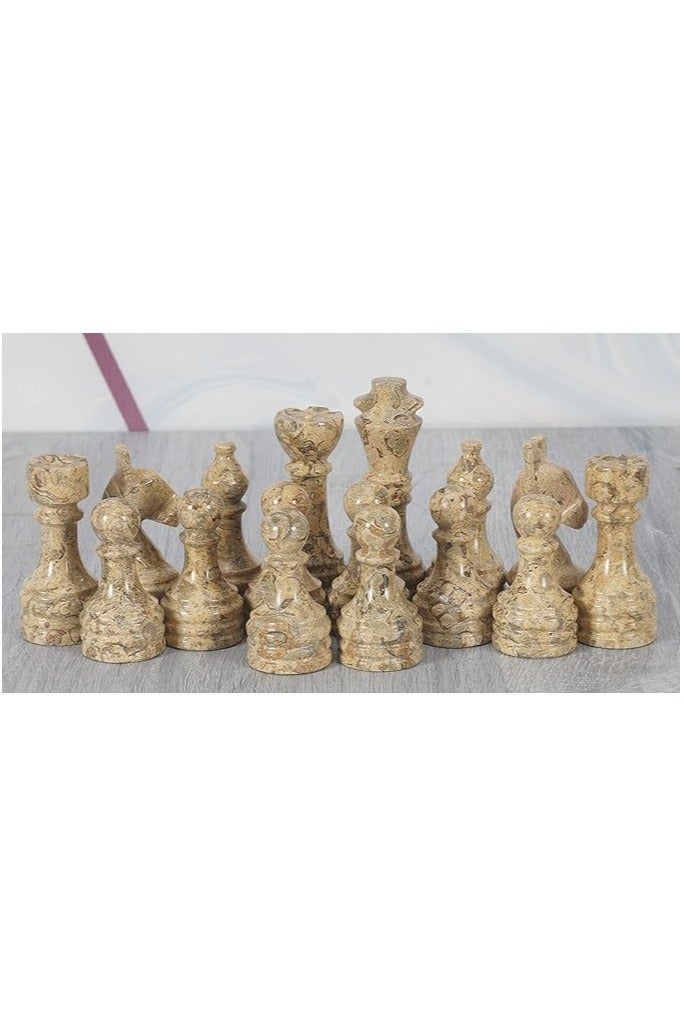 RADICALn Marble Chess Figures 3.5'' Inches Red and Coral Handmade Chess Set Figures for Travel Chess Set Chess Board Game for Family - Image 2