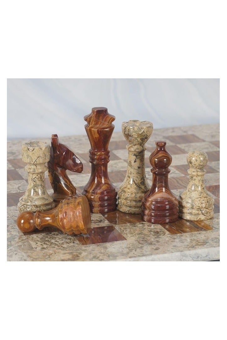 RADICALn Marble Chess Figures 3.5'' Inches Red and Coral Handmade Chess Set Figures for Travel Chess Set Chess Board Game for Family - Image 3