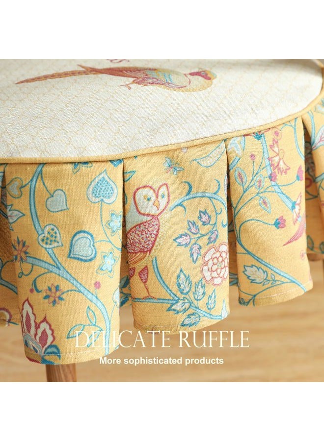 patdrea Pack of 2 Chair Cushions for Dining Chairs with Ruffled, Yellow Birds Seat Cushion with Ties,Removable,Non Slip Chair Pads Decor for Bar Stool Cushions, Indoor Kitchen Chairs, 17.7"x17.7" - Image 4