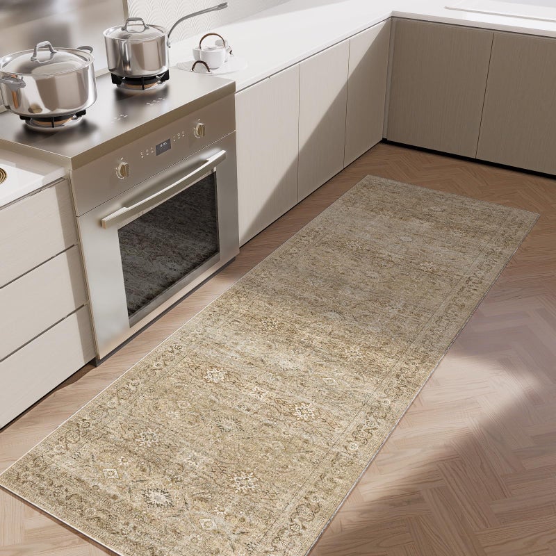 palohom 2x6 Washable Rug Runners for hallways: Non Slip Kitchen Runner Rugs with Rubber Backed Low Pile Soft Faux Wool Boho Floor Rug Soft Carpet Runner for Indoor Entryway Bedroom Laundry Living Room - Image 1