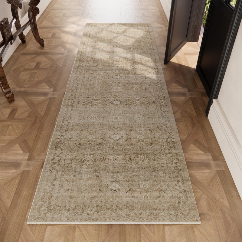 palohom 2x6 Washable Rug Runners for hallways: Non Slip Kitchen Runner Rugs with Rubber Backed Low Pile Soft Faux Wool Boho Floor Rug Soft Carpet Runner for Indoor Entryway Bedroom Laundry Living Room - Image 5