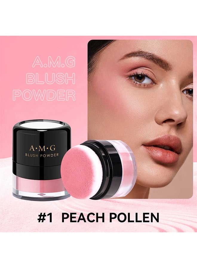 A.M.G Blush powder matte and frosted finish enhances complexion, naturally makes skin look fair, and lasts for a long time #1 PEACH POLLEN - Image 2