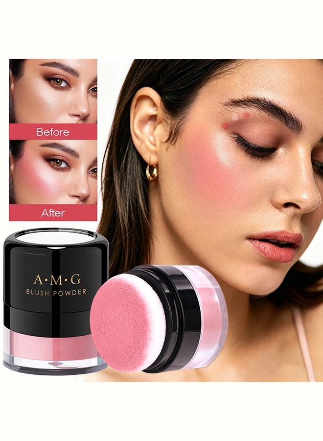 A.M.G Blush powder matte and frosted finish enhances complexion, naturally makes skin look fair, and lasts for a long time #1 PEACH POLLEN - Image 1
