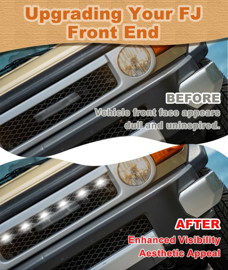 NEOXIST LED Grill Lights for Toyota FJ Cruiser 2007-2022 Raptor Light Bar Front Bumper Markers Head Lamp DRL Grille Insert Trim Exterior Accessories (White) - Image 3