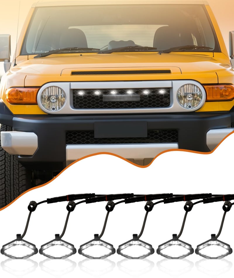 NEOXIST LED Grill Lights for Toyota FJ Cruiser 2007-2022 Raptor Light Bar Front Bumper Markers Head Lamp DRL Grille Insert Trim Exterior Accessories (White) - Image 1