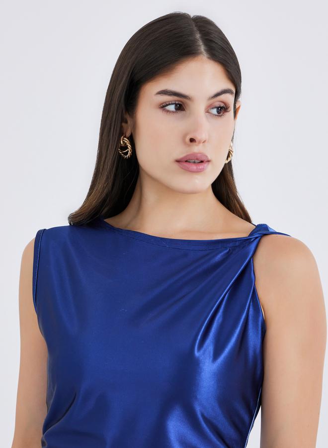 ستايلي فستان ماكسي لامع بياقة غير متماثلة - Image 4