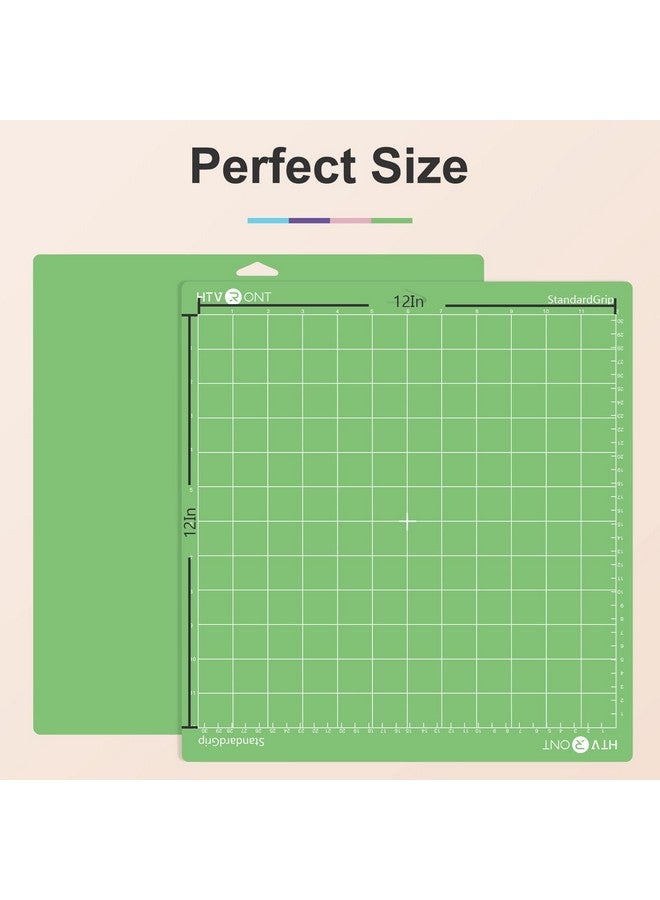 HTVRONT Standard Grip Cutting Mats For Cricut 5 Pack Cutting Mats 12X12 For Cricut Maker/Maker 3/Explore 3/Air/Air 2/One Standard Adhesive Sticky Green Cutting Mat Replacement Accessories For Cricut - Image 2