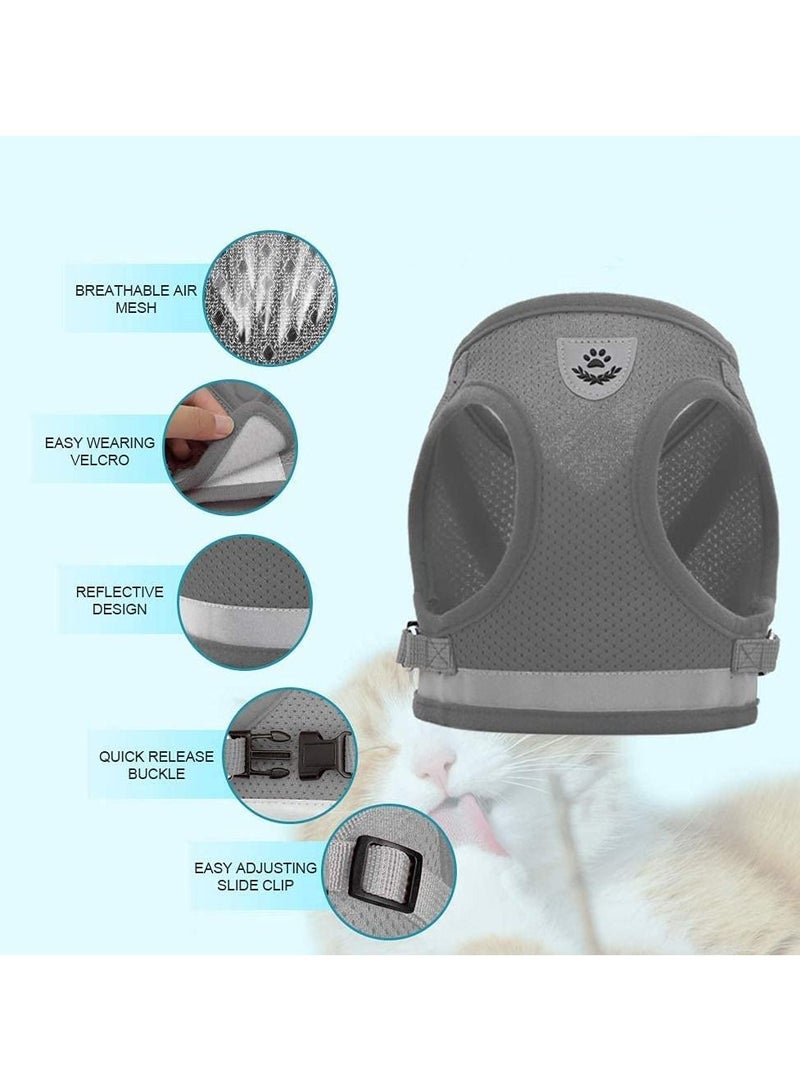 Cat Dog Adjustable Harness Vest Walking Lead Leash for Puppy Dogs Collar Polyester Mesh Harness- L Size - Image 2