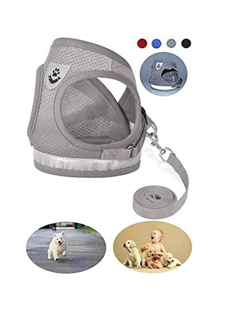 Cat Dog Adjustable Harness Vest Walking Lead Leash for Puppy Dogs Collar Polyester Mesh Harness- L Size - Image 4