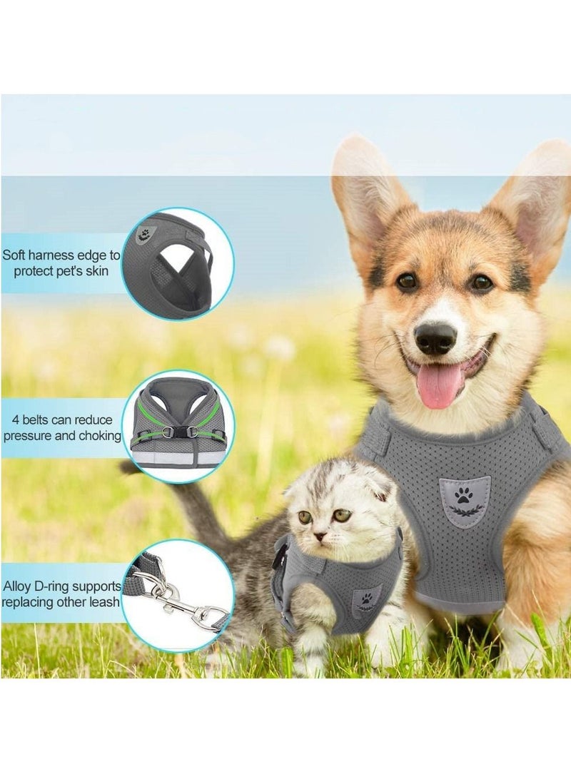 Cat Dog Adjustable Harness Vest Walking Lead Leash for Puppy Dogs Collar Polyester Mesh Harness- L Size - Image 3