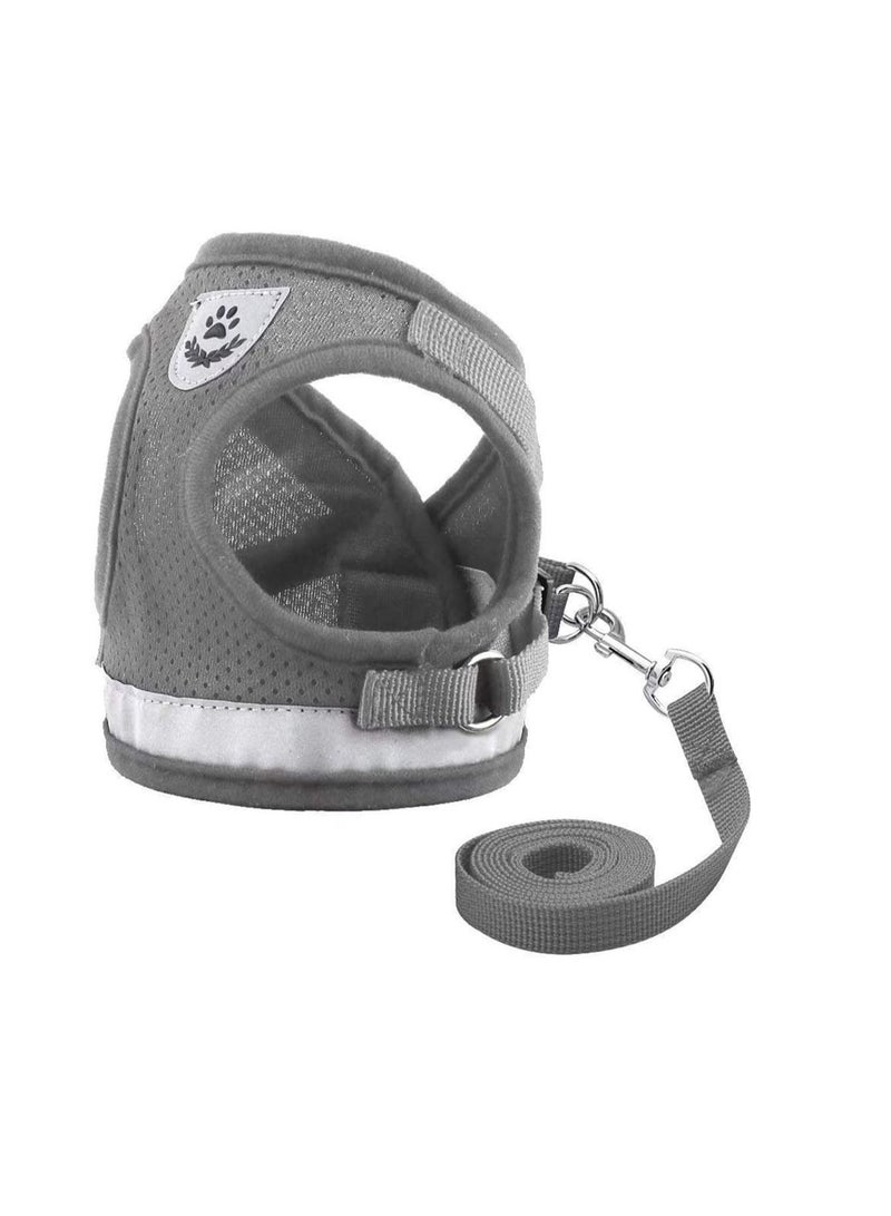 Cat Dog Adjustable Harness Vest Walking Lead Leash for Puppy Dogs Collar Polyester Mesh Harness- L Size - Image 1